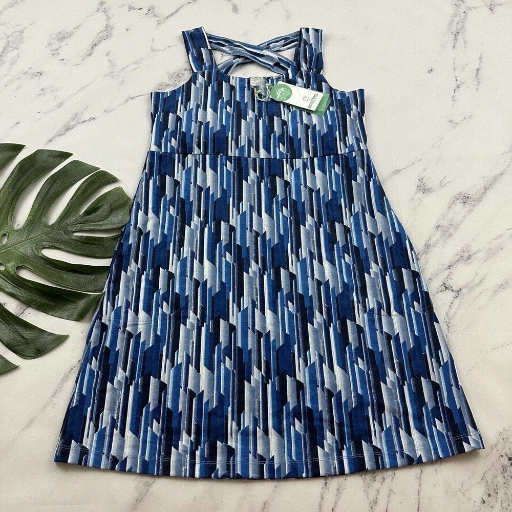 Aventura Womens Dress Size M New Blue Geometric Print Fit Flare Pockets Sundress